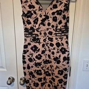 Enfocus Studio Pink Sheath Dress with Black Floral Print